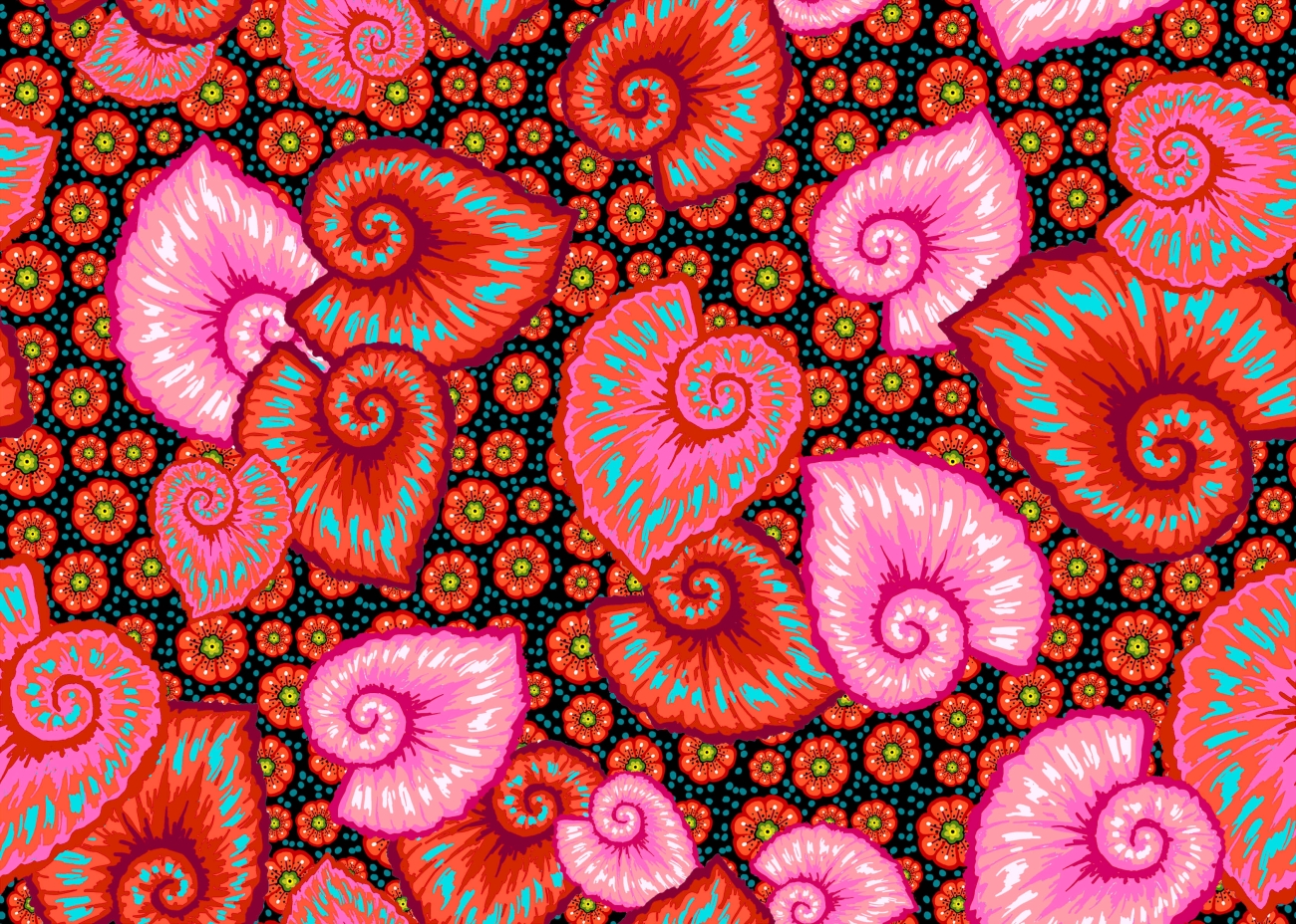 Baumwolle Patchwork - Odile Bailloeul - Tropicalism - Small Begonia Rouge